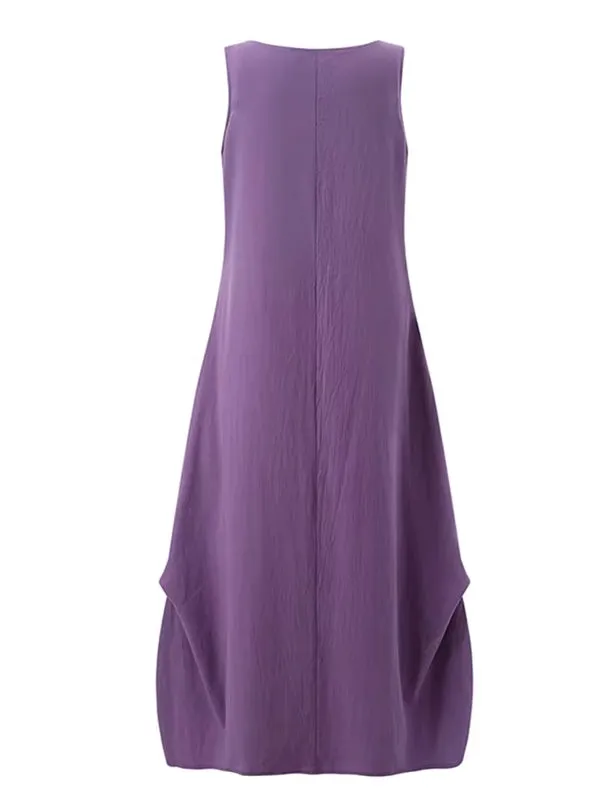 Casual Loose Solid Cotton Maxi Dresses