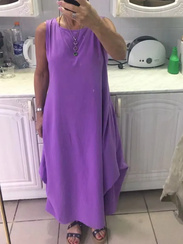 Casual Loose Solid Cotton Maxi Dresses