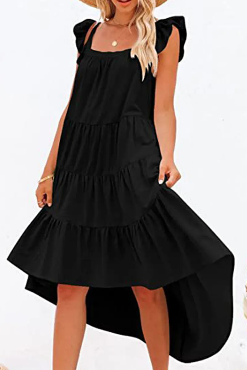 Casual Patchwork Flounce Irregular Dress Dresses