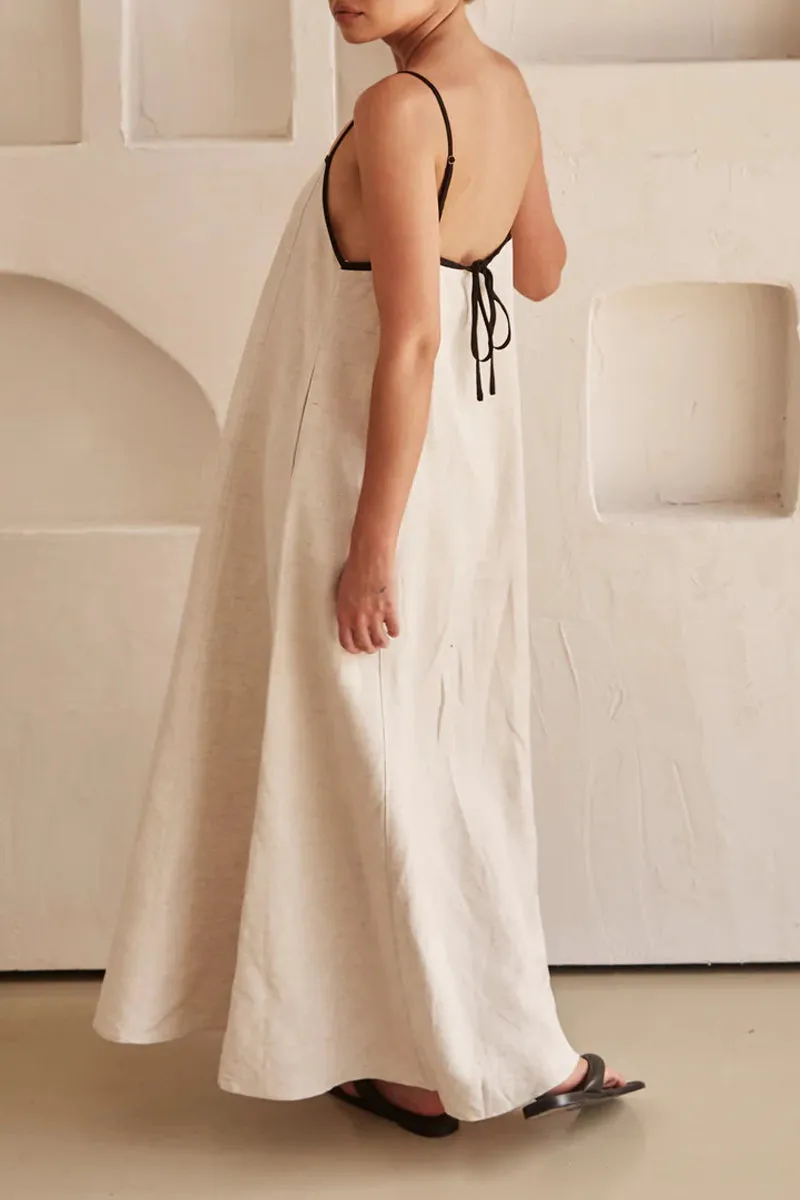 Casual Solid Patchwork Square Collar Sling Dresses