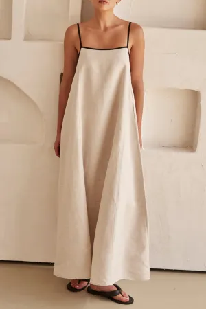 Casual Solid Patchwork Square Collar Sling Dresses