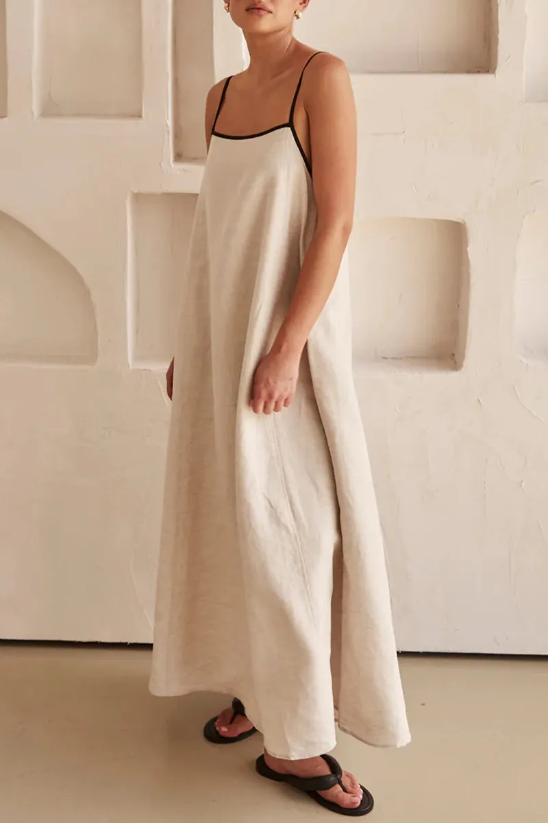 Casual Solid Patchwork Square Collar Sling Dresses