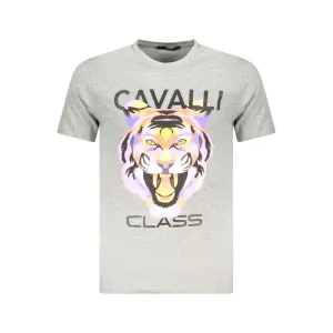 Cavalli Class Gray Cotton Mens TShirt