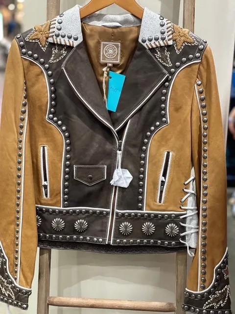 CF36-7 2 TONE BRN W/COWGIRL & WHIRE FRINGE-M