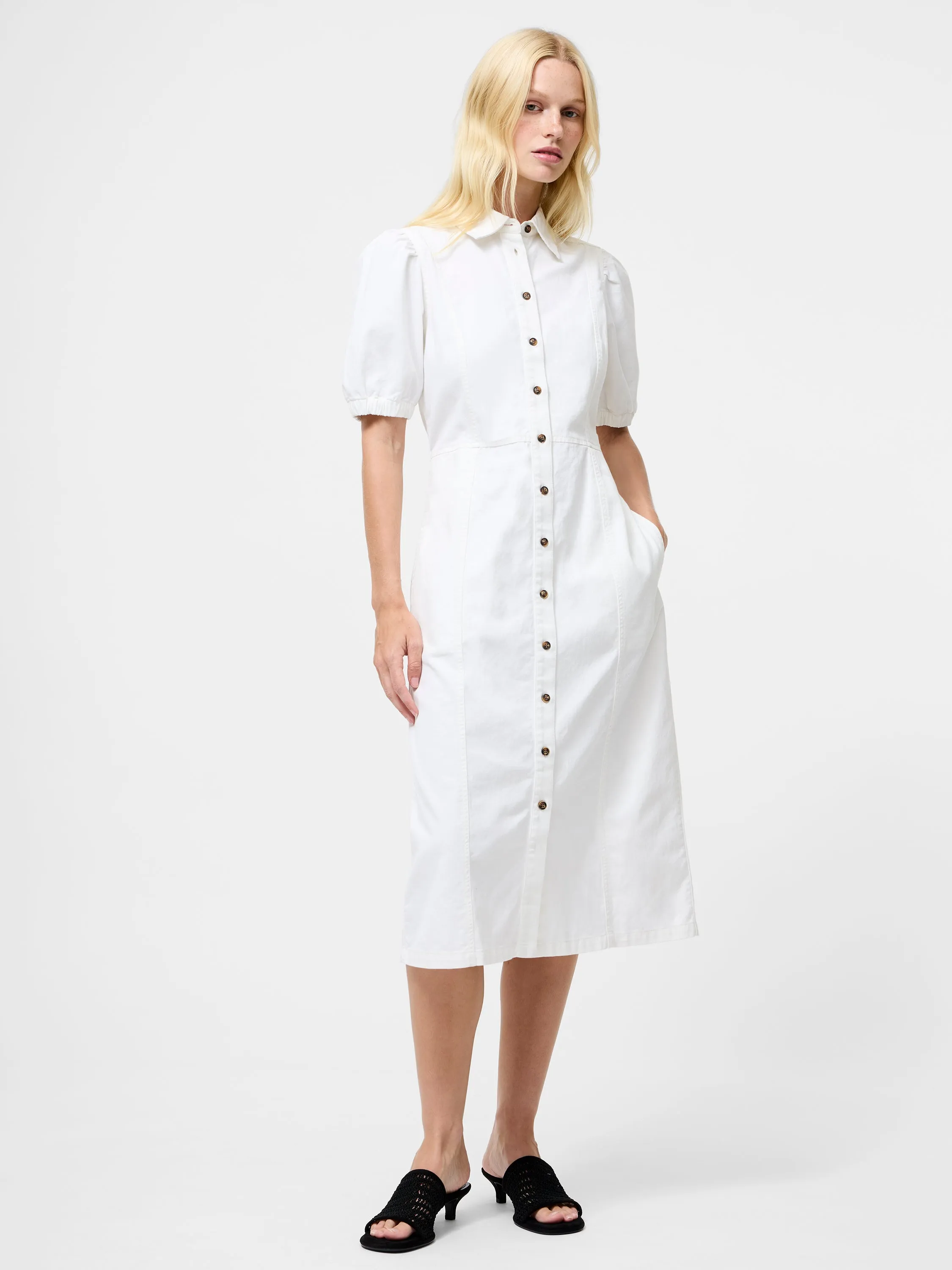 Chambray Button Through Shirt Dress