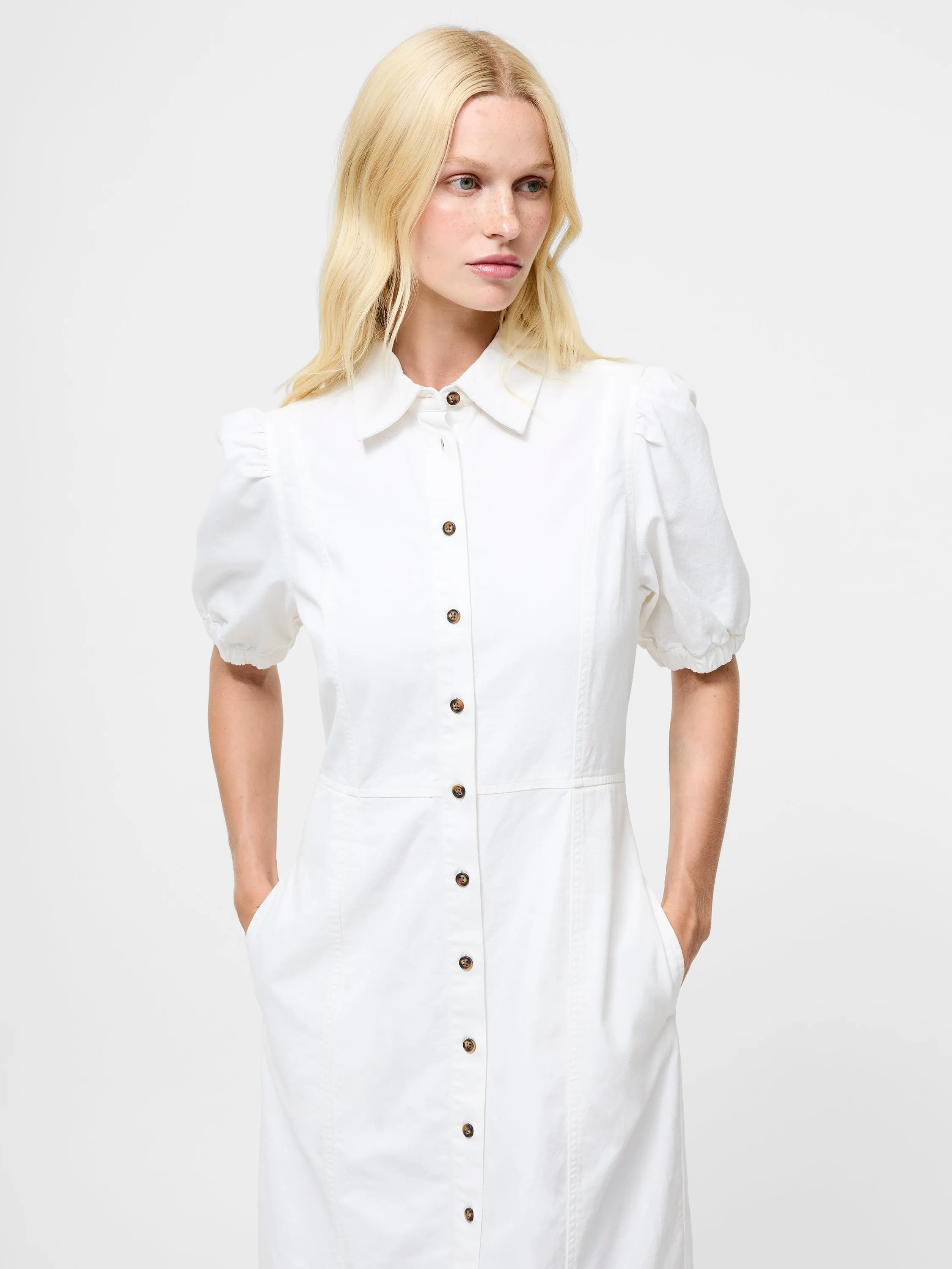 Chambray Button Through Shirt Dress