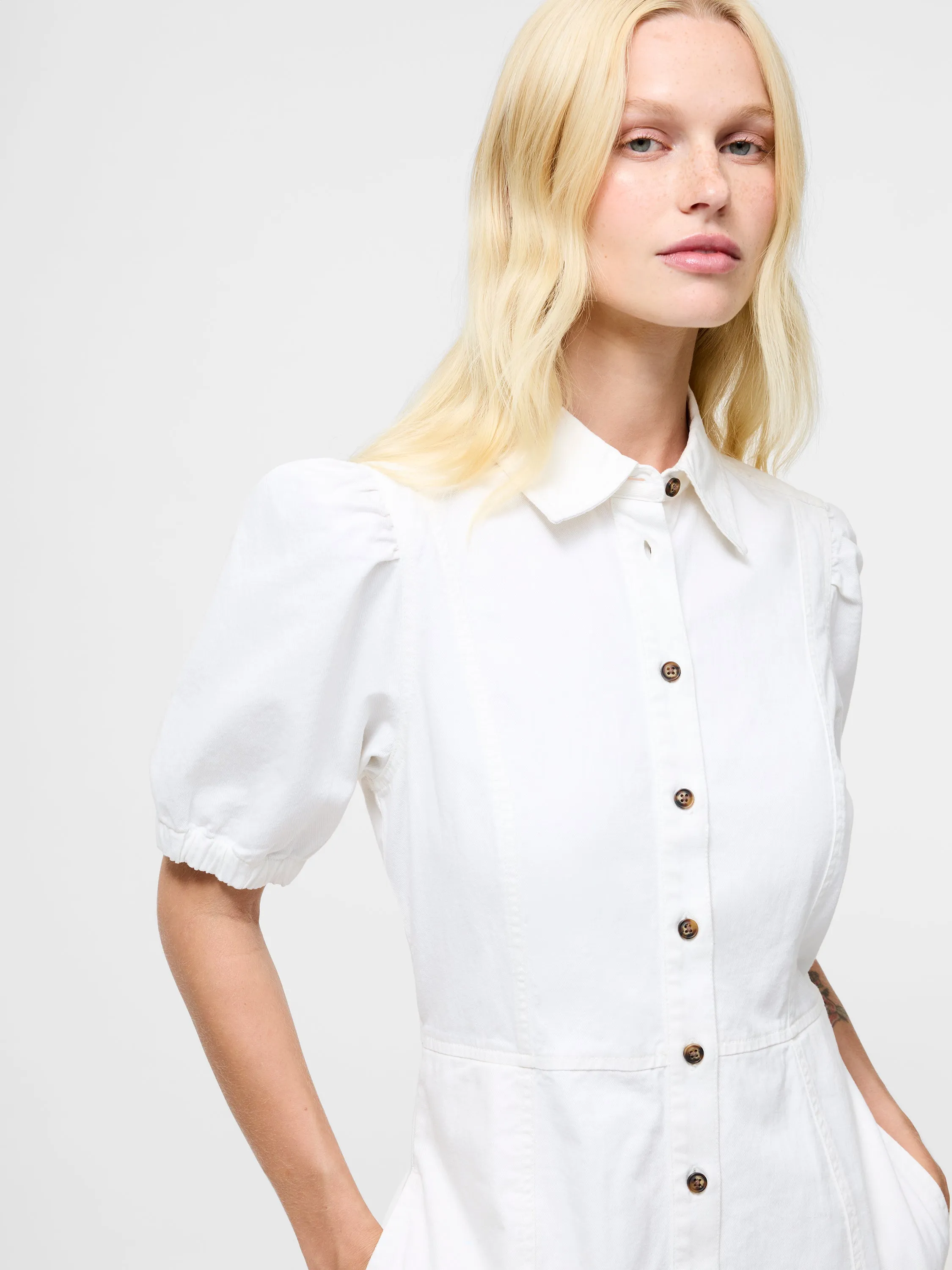 Chambray Button Through Shirt Dress