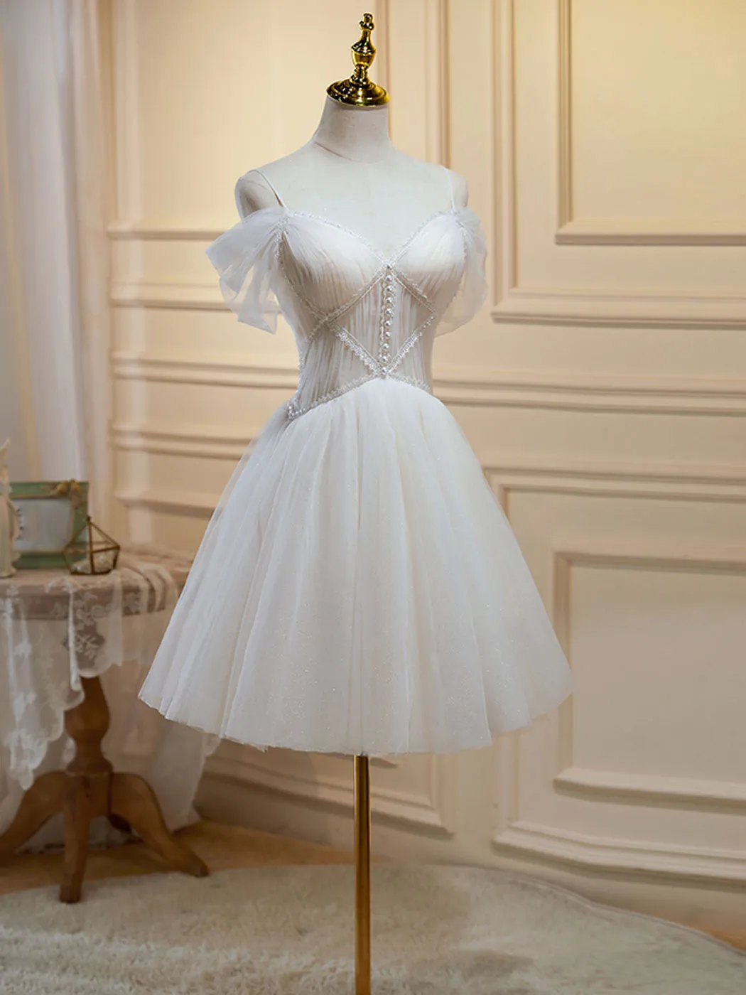 Champagne Mini/Short Prom Dresses, Champagne Homecoming Dresses