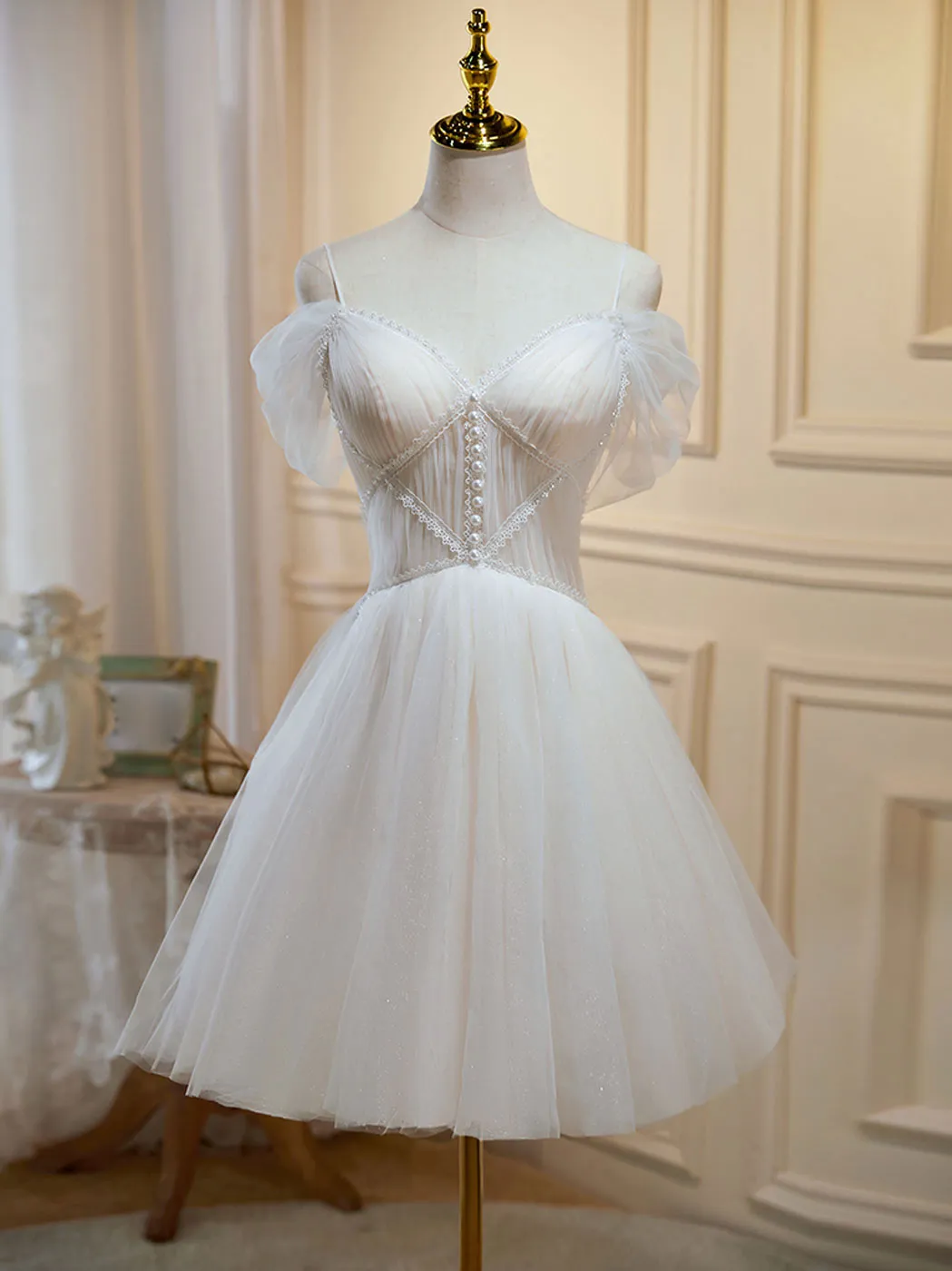 Champagne Mini/Short Prom Dresses, Champagne Homecoming Dresses