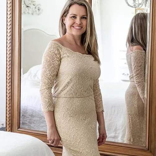 Champagne Off Shoulder Dress #1119