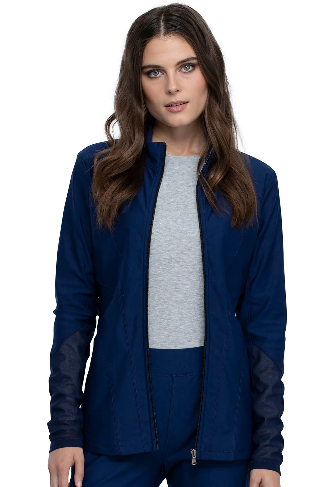Cherokee Form Zip Front Mesh Scrub Jacket