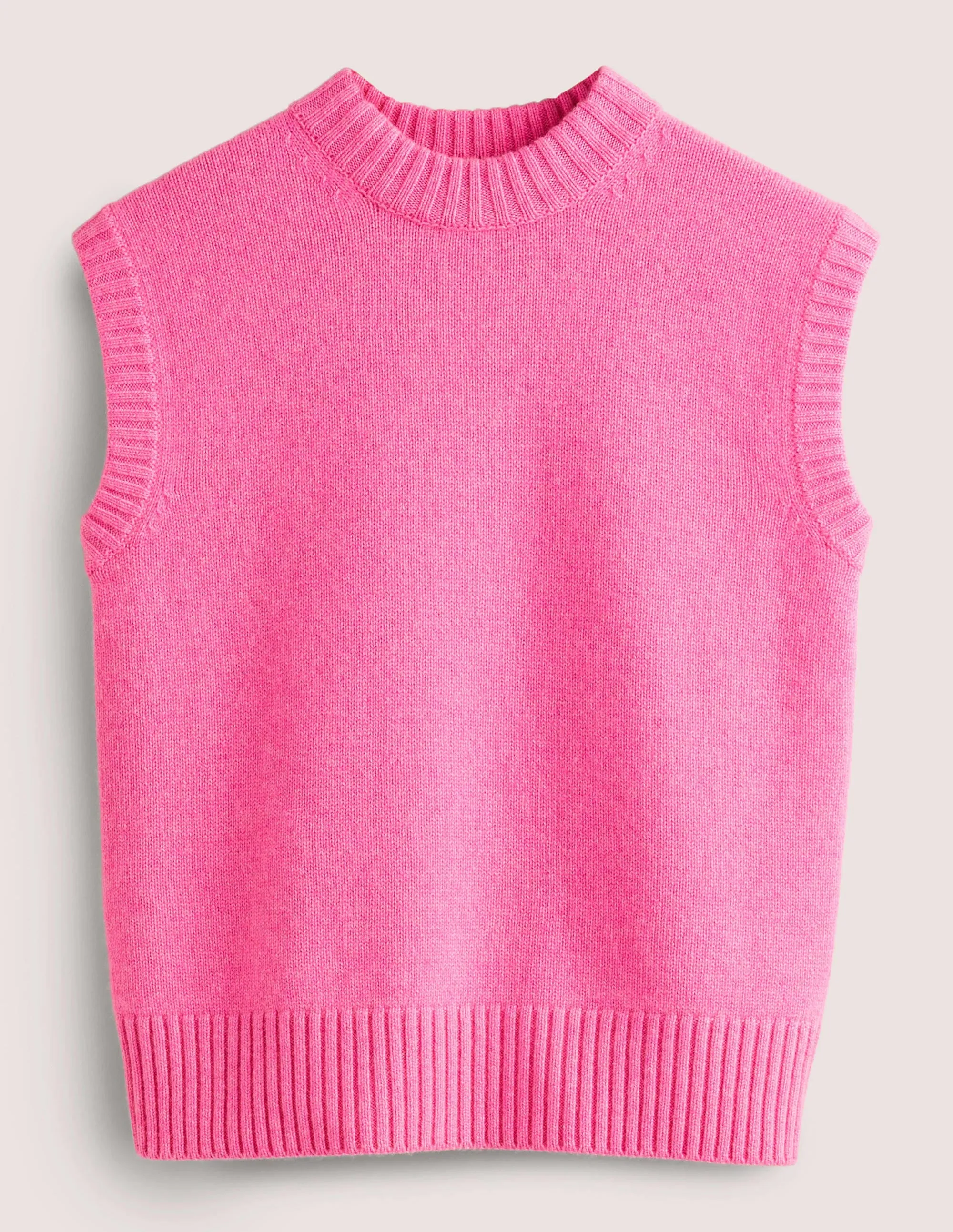 Chunky Cashmere Crew Neck Tank-Cherry Blossom Melange