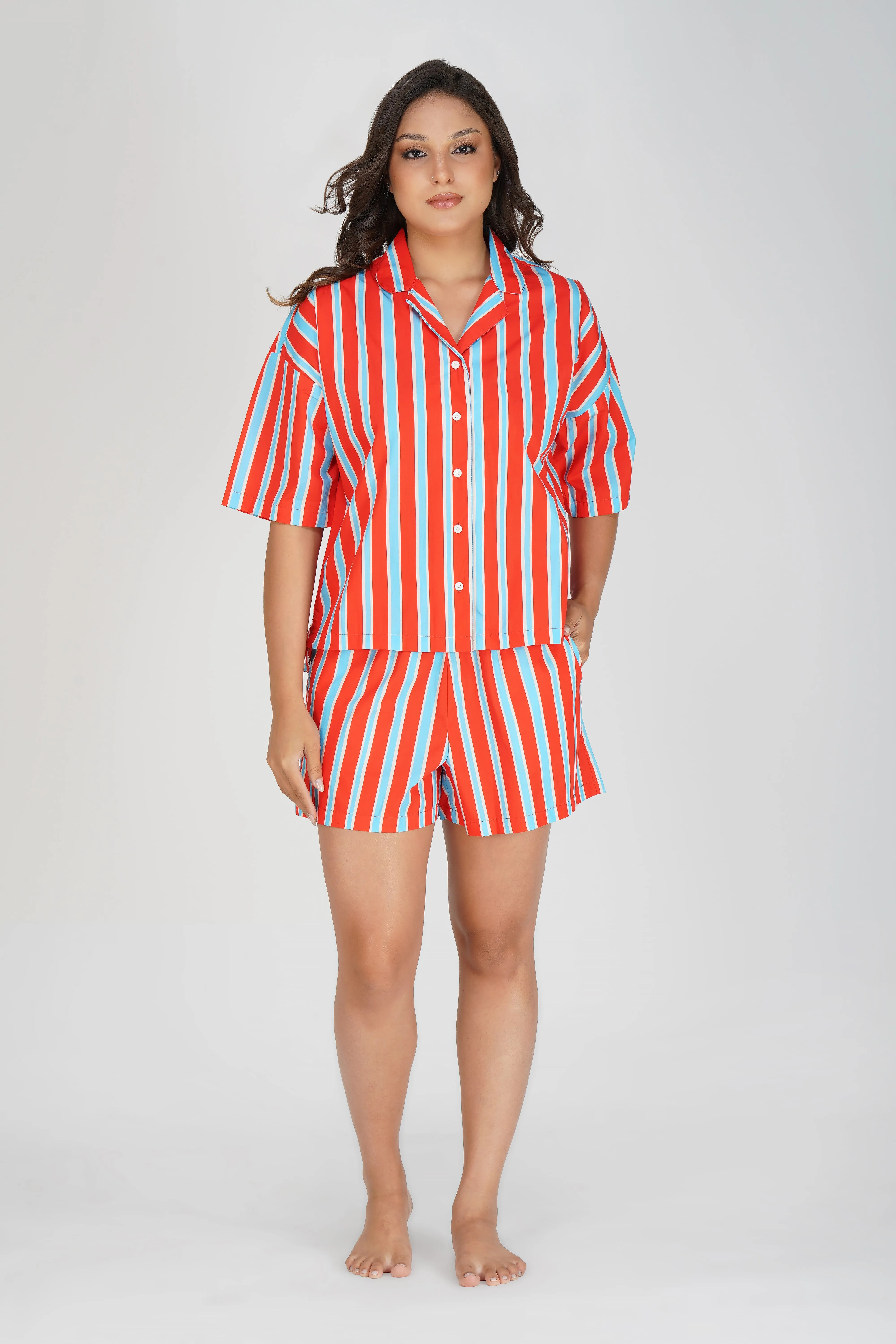 Classic Bold Stripes Shorts Set.