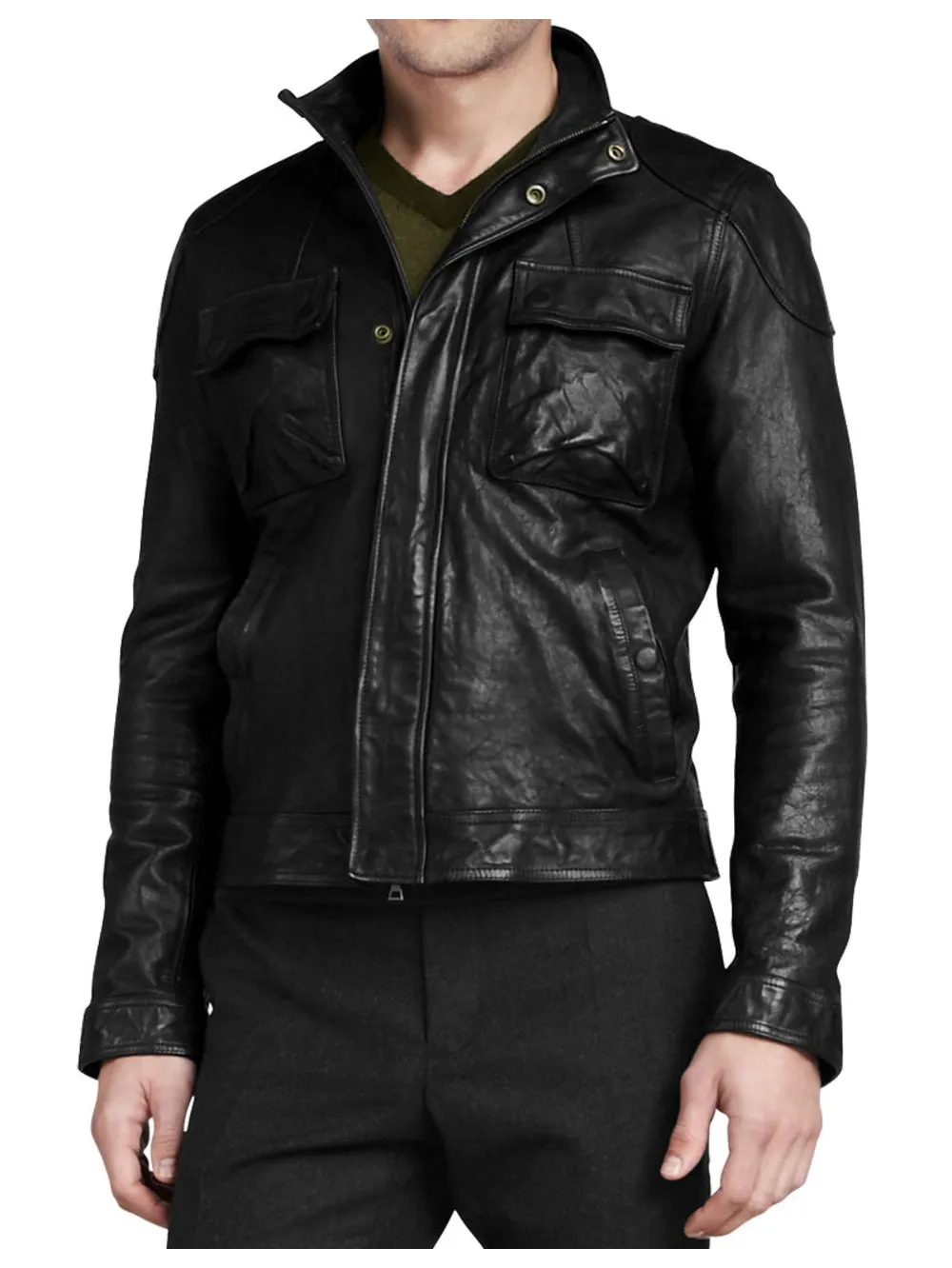 Classic Moto Style Genuine Leather Jacket for Men