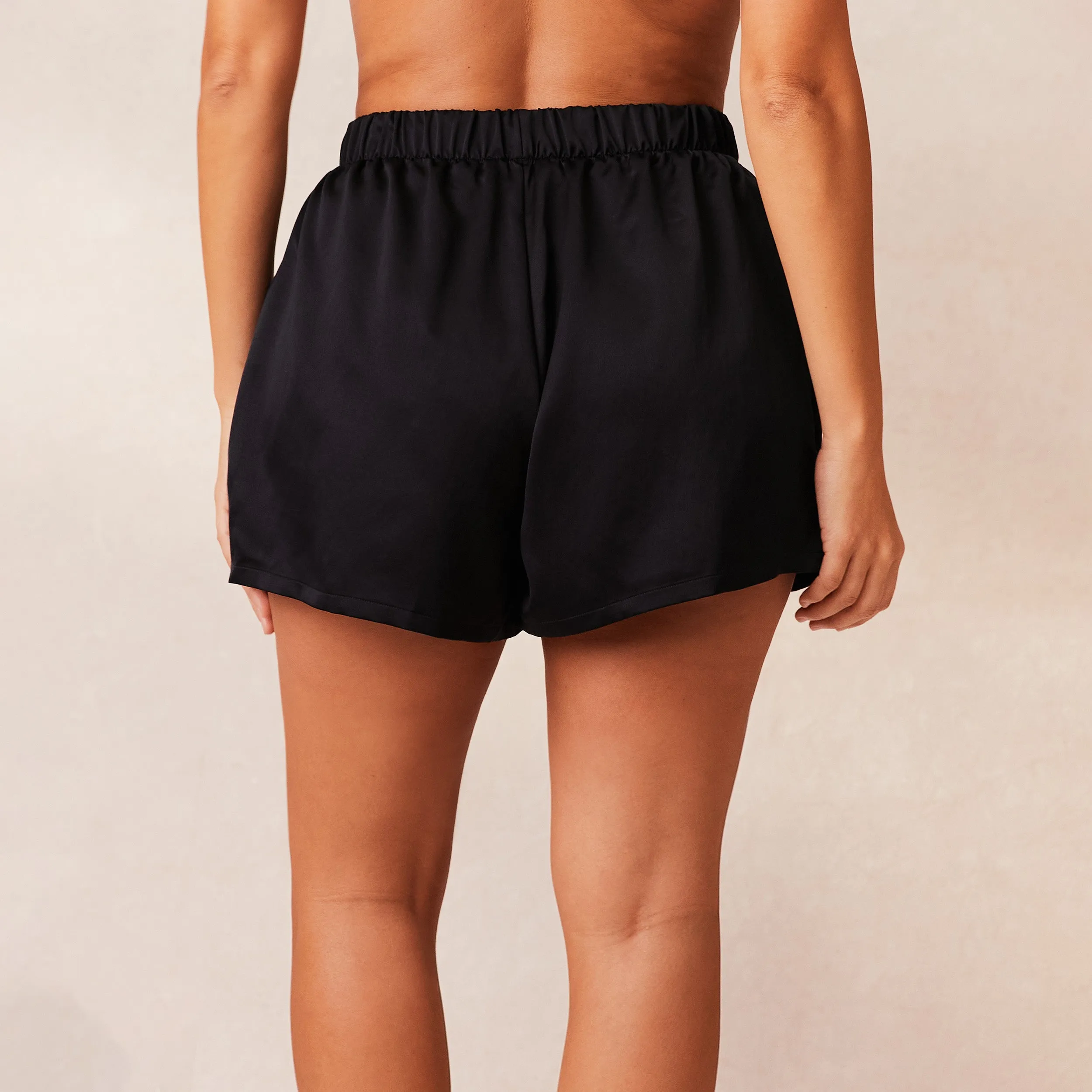 Classic Satin Short de Pyjama - Noir
