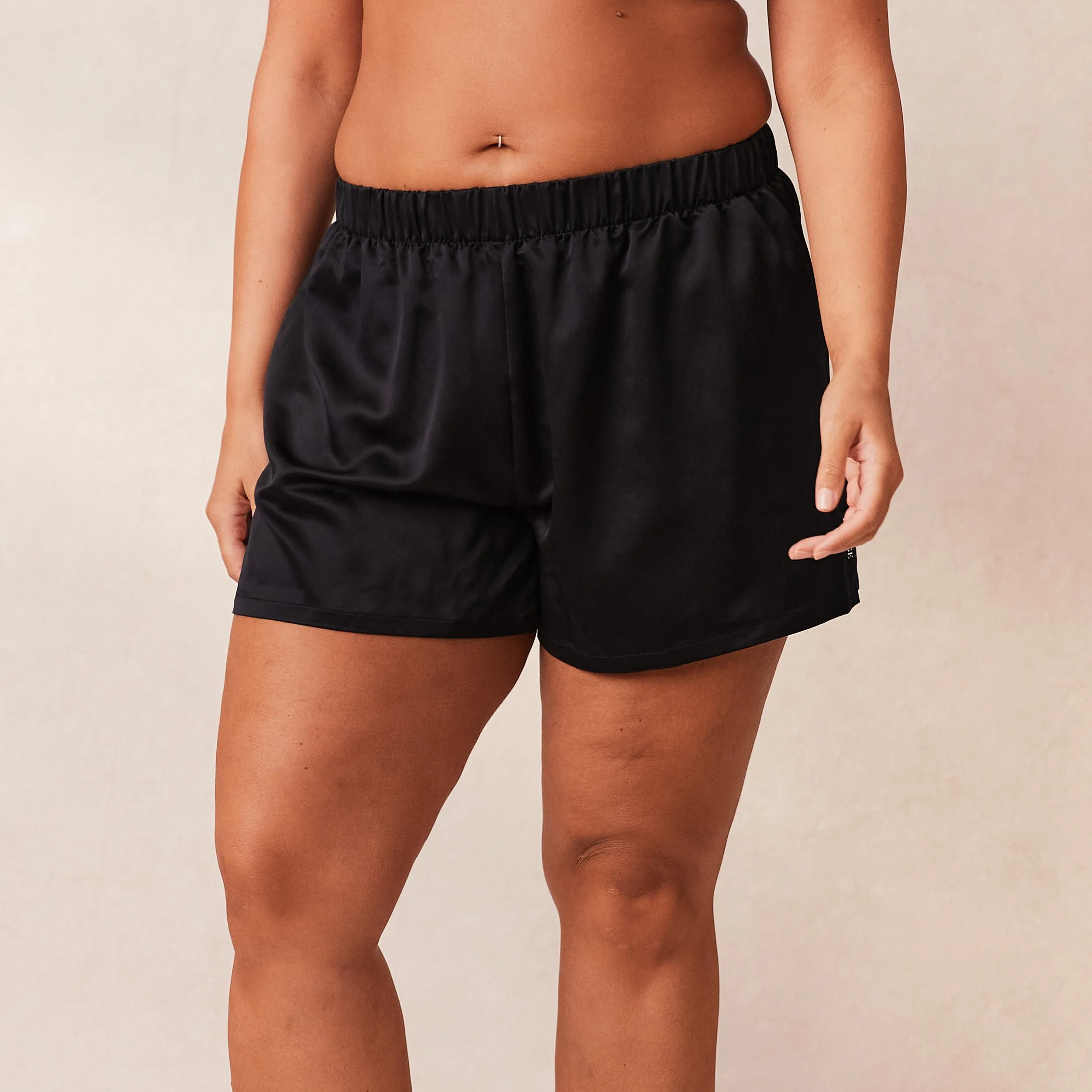 Classic Satin Short de Pyjama - Noir