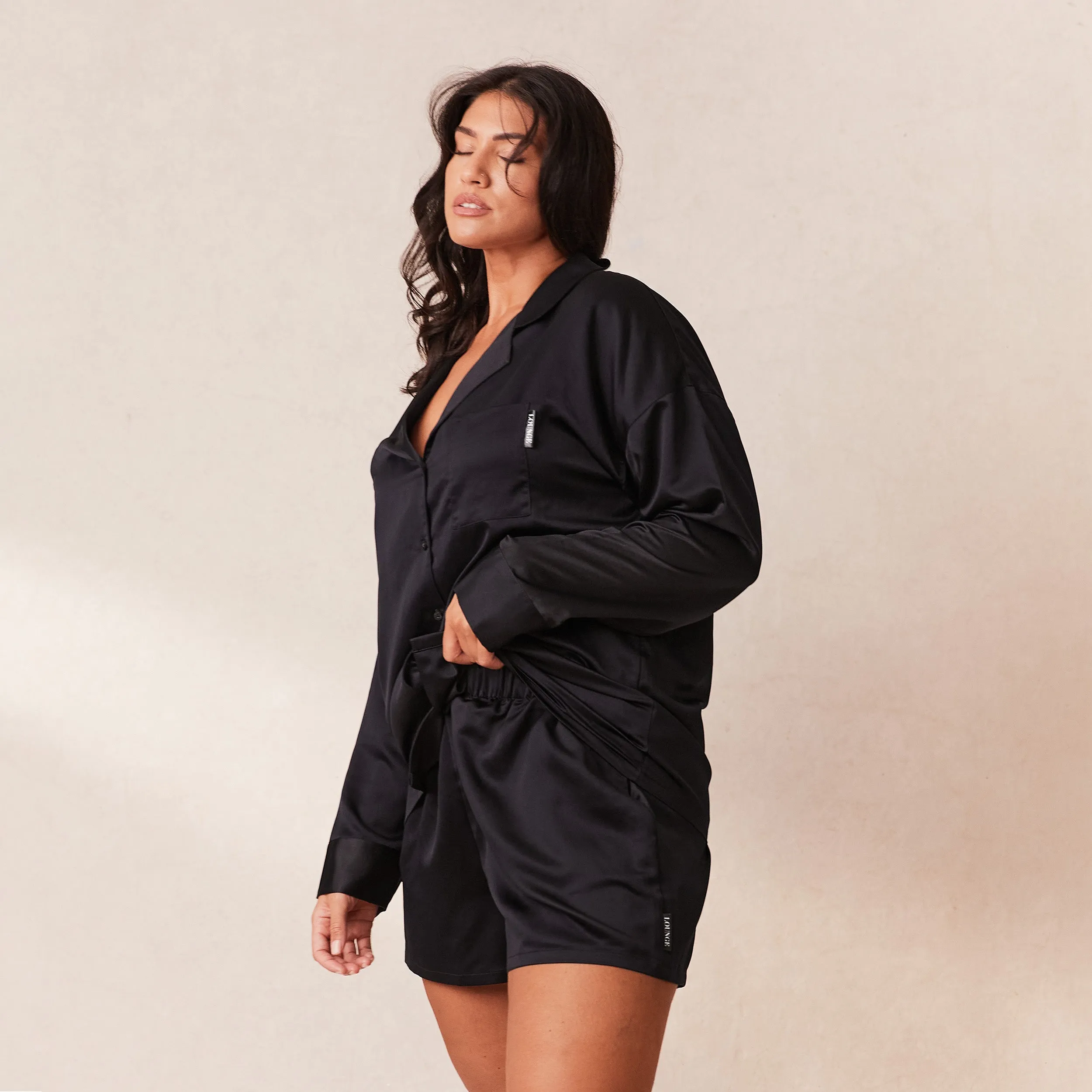 Classic Satin Short de Pyjama - Noir