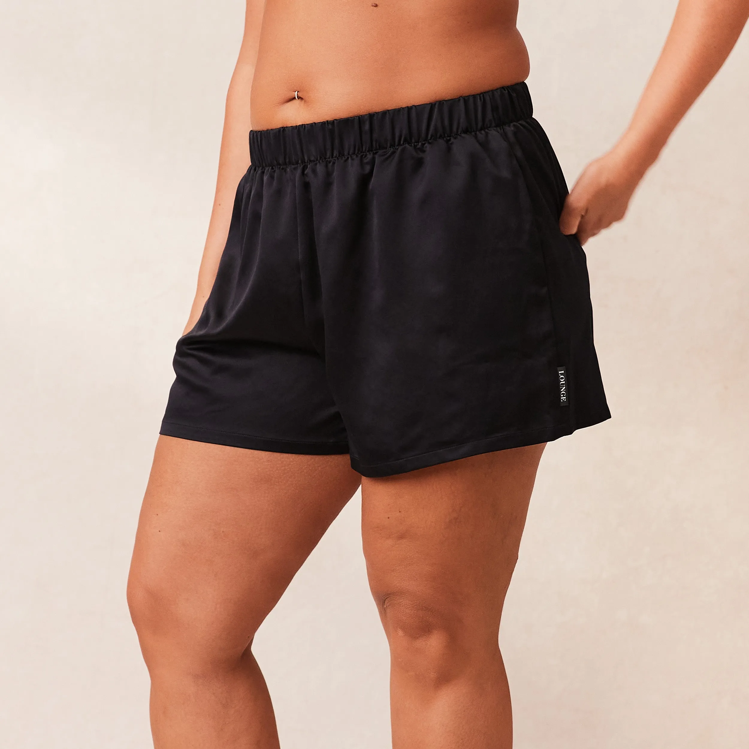 Classic Satin Short de Pyjama - Noir