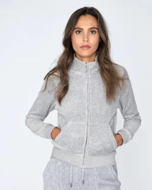 Classic Velour Lieu Track Top Silver Marl