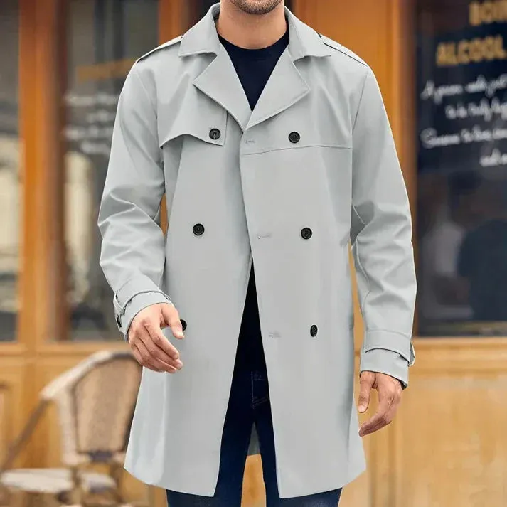 Classic winter trench coat with double buttons - leon