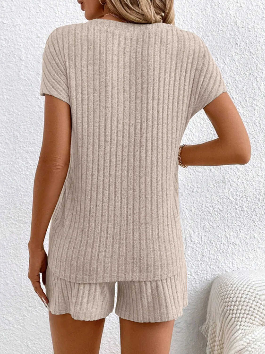 Clayton Ribbed V-Neck Top and Shorts Set