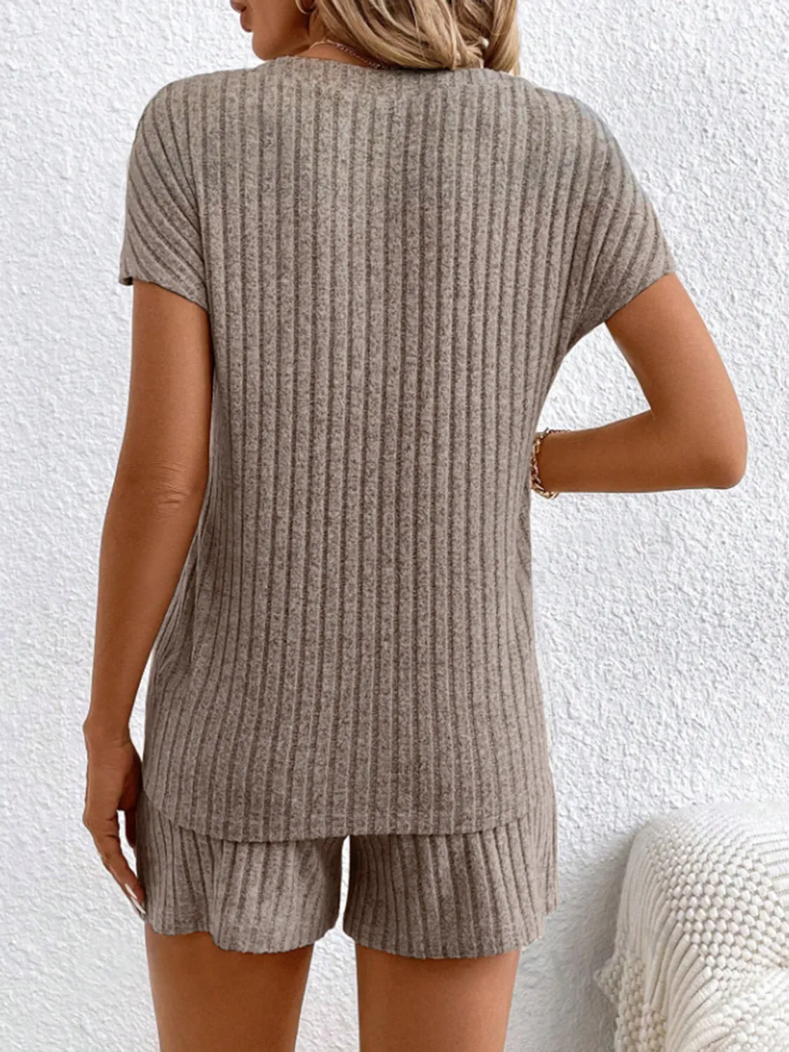 Clayton Ribbed V-Neck Top and Shorts Set