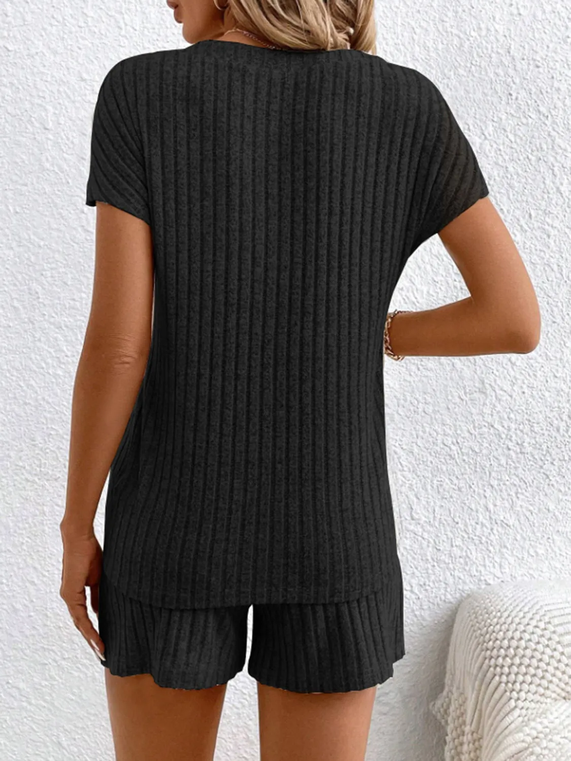 Clayton Ribbed V-Neck Top and Shorts Set