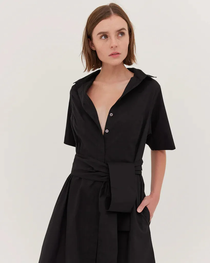 CLOTH & CO - The Tailored Shirt Dress BLACK