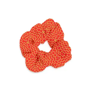 Clowncore Orange Velvet Scrunchie