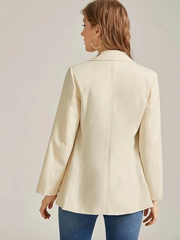 CM-CS225413 Women Elegant Seoul Style Double-Breasted Cloak Sleeve Blazer - Beige