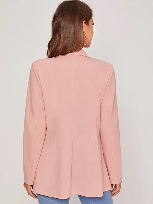 CM-CS712965 Women Elegant Seoul Style Long Sleeve Lace Up Double Buttoned Blazer - Pink
