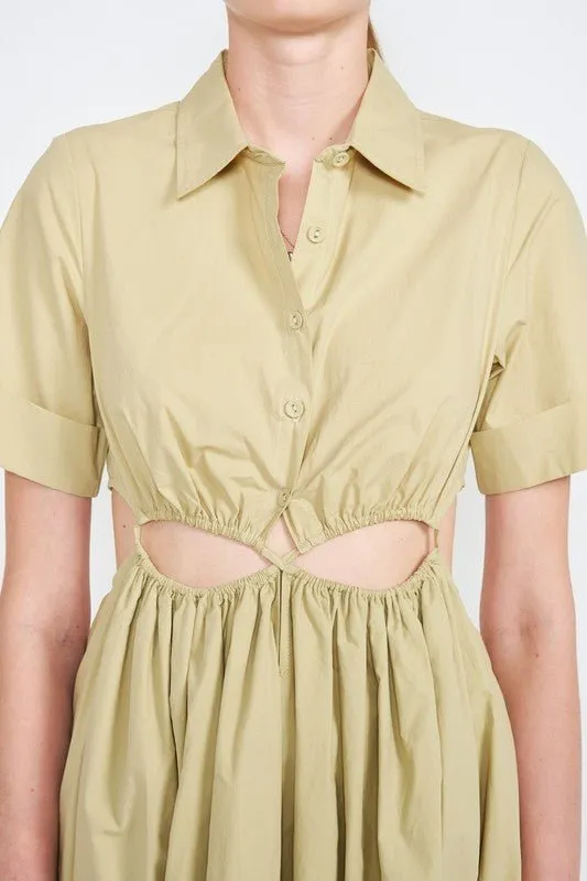 Collared Cutout Midi Dress
