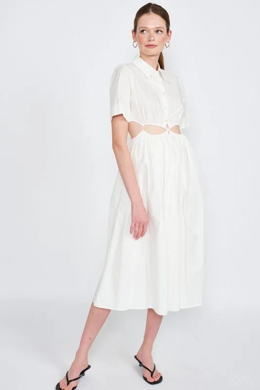 Collared Cutout Midi Dress