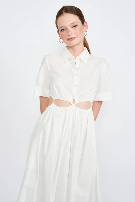 Collared Cutout Midi Dress