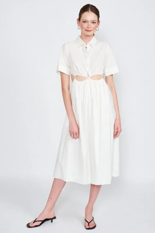 Collared Cutout Midi Dress