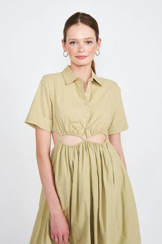 Collared Cutout Midi Dress