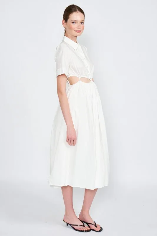 Collared Cutout Midi Dress