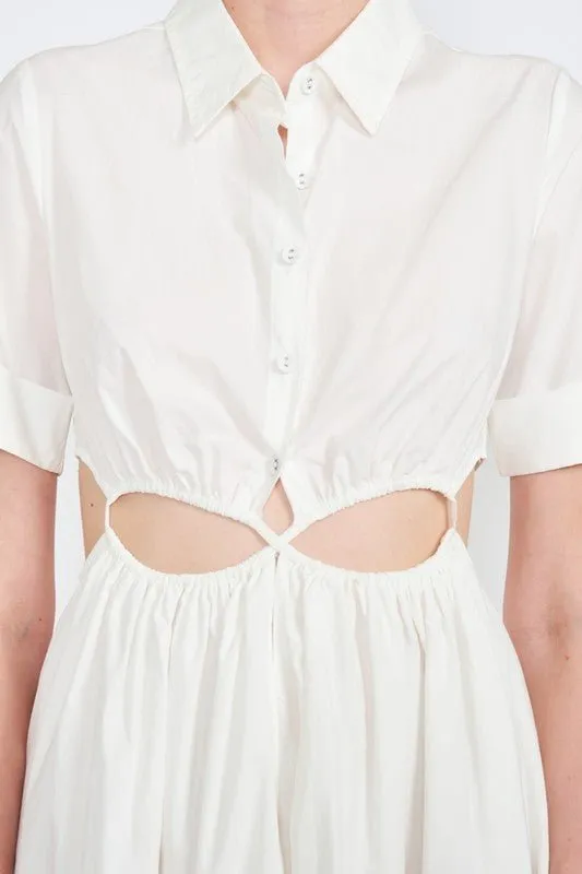 Collared Cutout Midi Dress