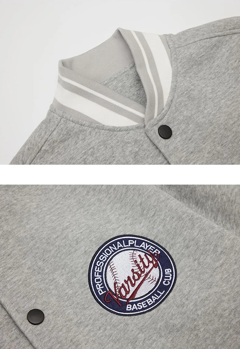 Comfortable Men's Varsity Jacket with Elastic Hem and Cuff