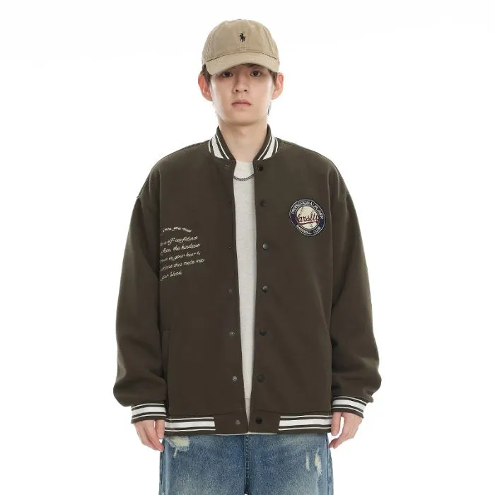 Comfortable Men's Varsity Jacket with Elastic Hem and Cuff