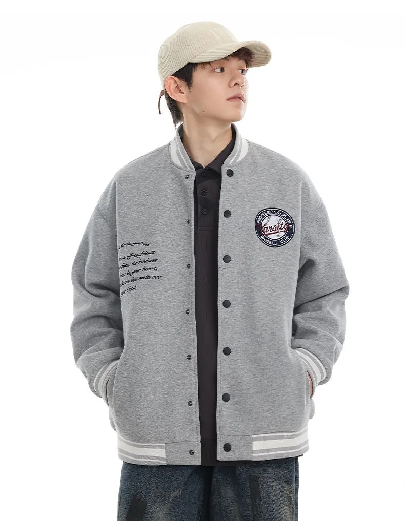 Comfortable Men's Varsity Jacket with Elastic Hem and Cuff