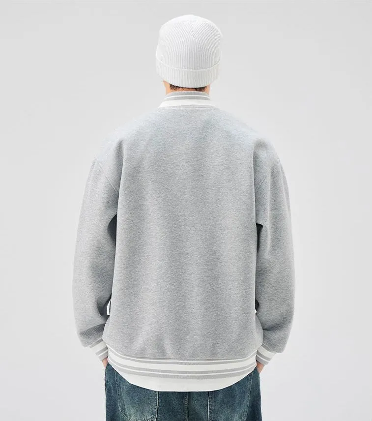 Comfortable Men's Varsity Jacket with Elastic Hem and Cuff