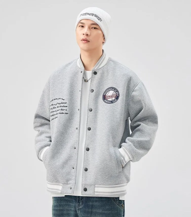 Comfortable Men's Varsity Jacket with Elastic Hem and Cuff