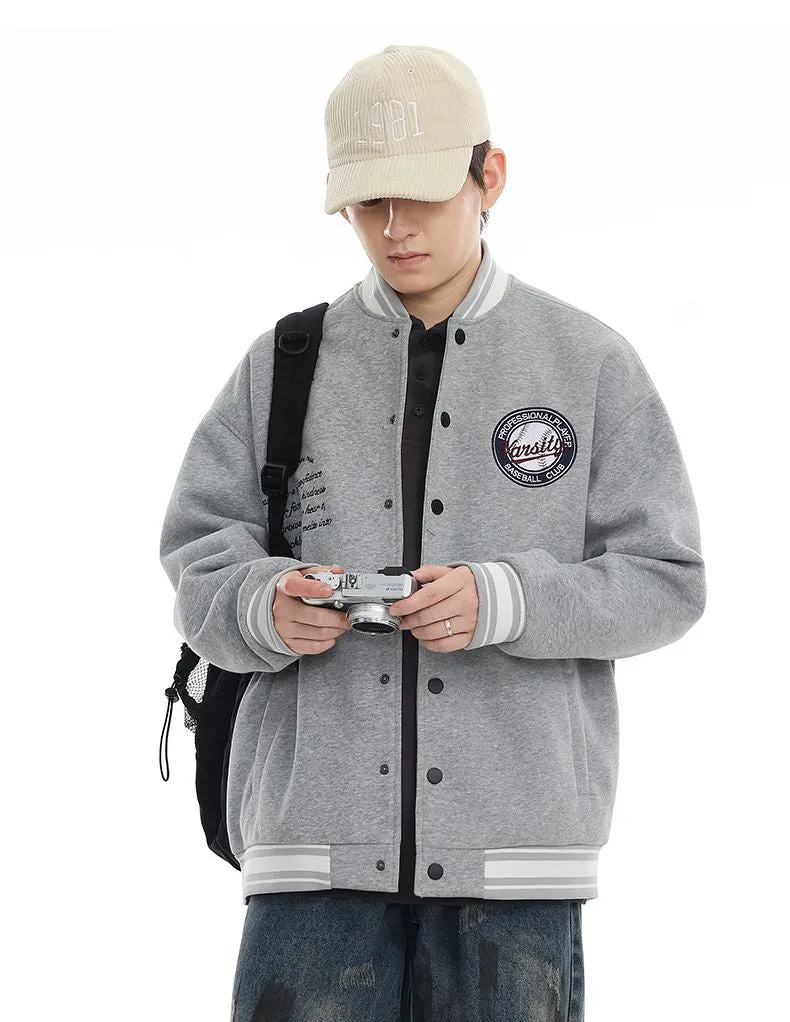 Comfortable Men's Varsity Jacket with Elastic Hem and Cuff