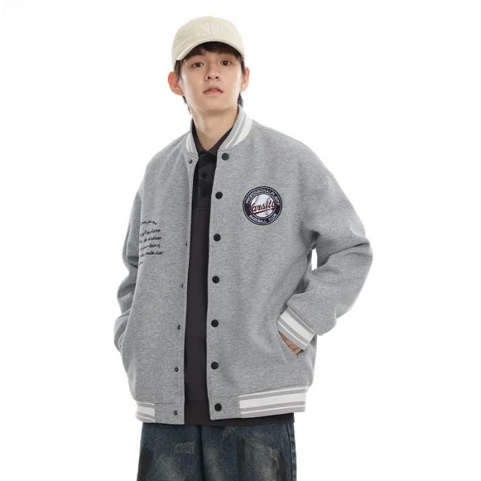 Comfortable Men's Varsity Jacket with Elastic Hem and Cuff