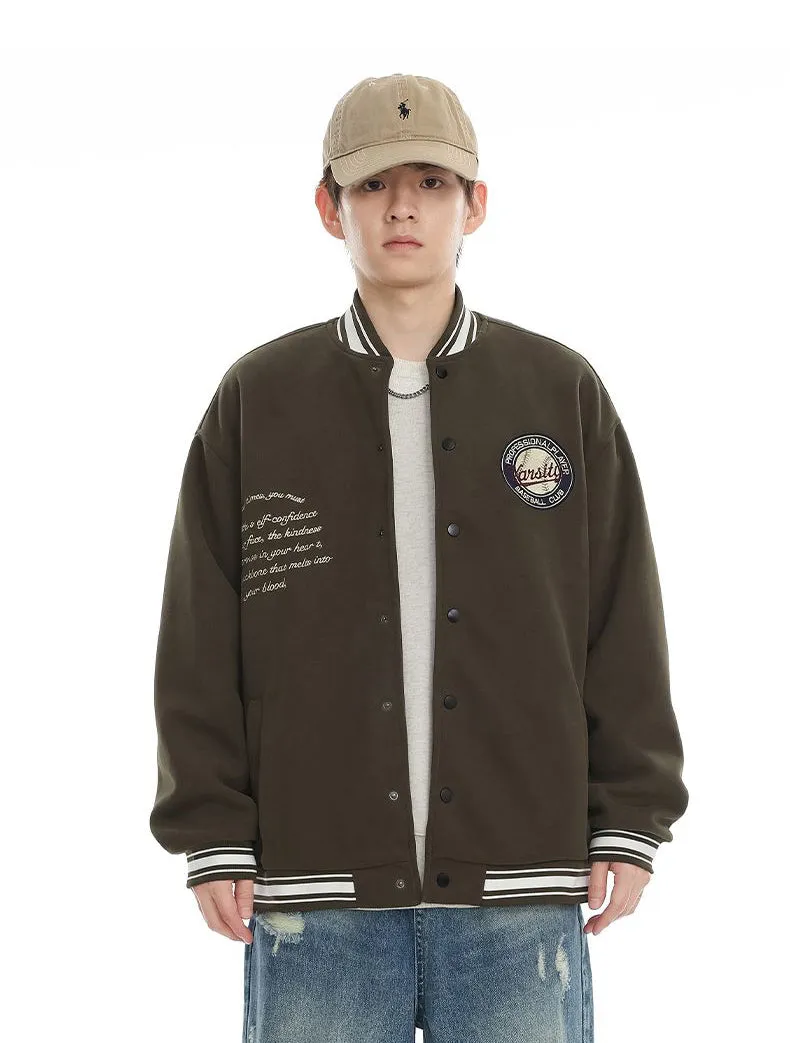 Comfortable Men's Varsity Jacket with Elastic Hem and Cuff