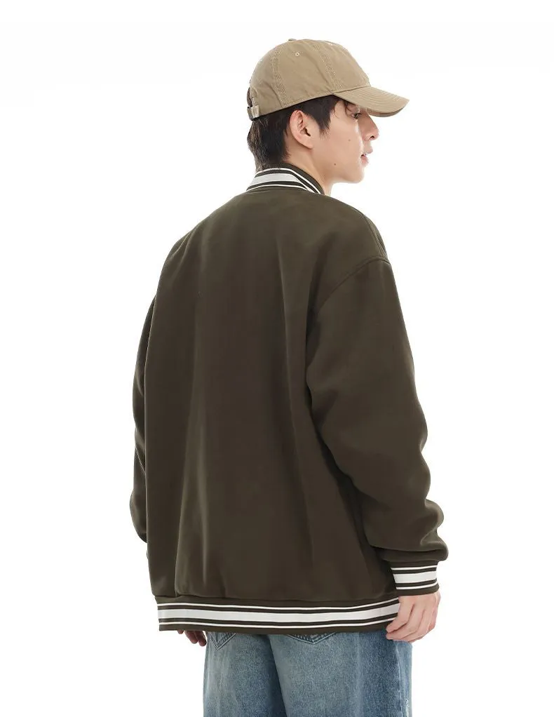Comfortable Men's Varsity Jacket with Elastic Hem and Cuff