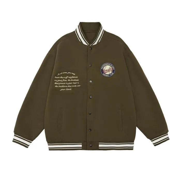 Comfortable Men's Varsity Jacket with Elastic Hem and Cuff