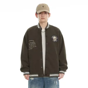Comfortable Men's Varsity Jacket with Elastic Hem and Cuff