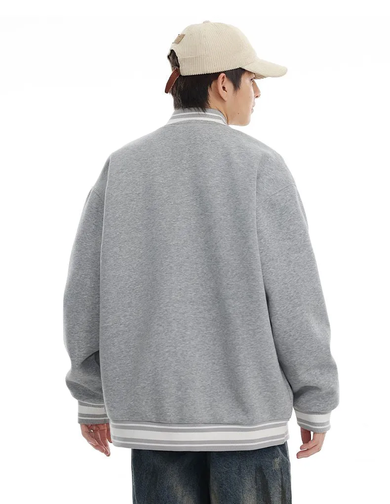 Comfortable Men's Varsity Jacket with Elastic Hem and Cuff